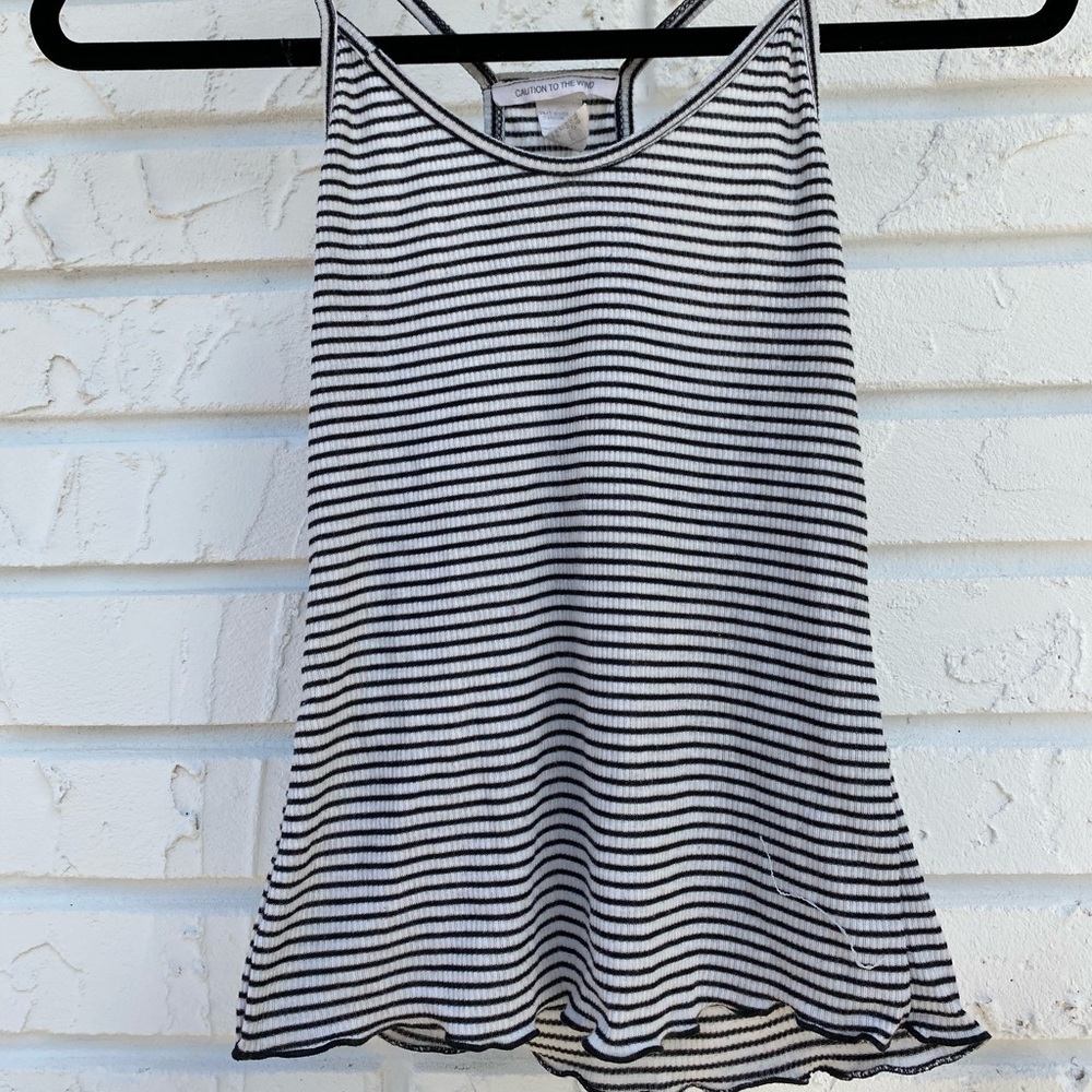 Black & White Striped Spaghetti Strap Tank Top